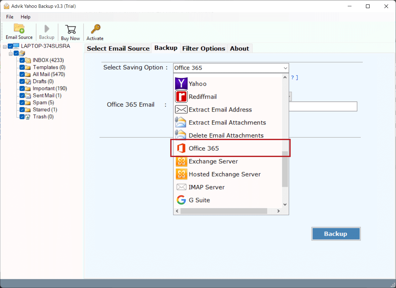 import yahoo to office 365