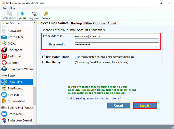 backup Shaw Webmail Emails to Computer
