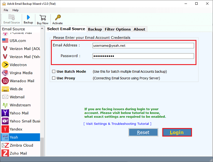 backup yeah.net emails to pc