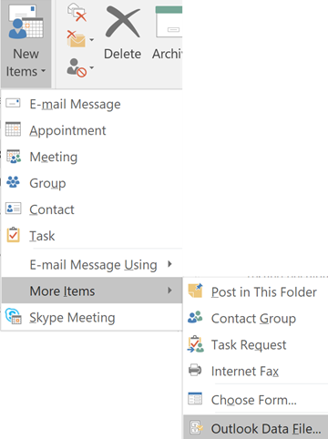 create archive folder in outlook