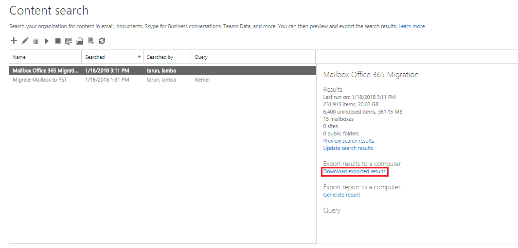 export mailbox to pst from office 365 admin center