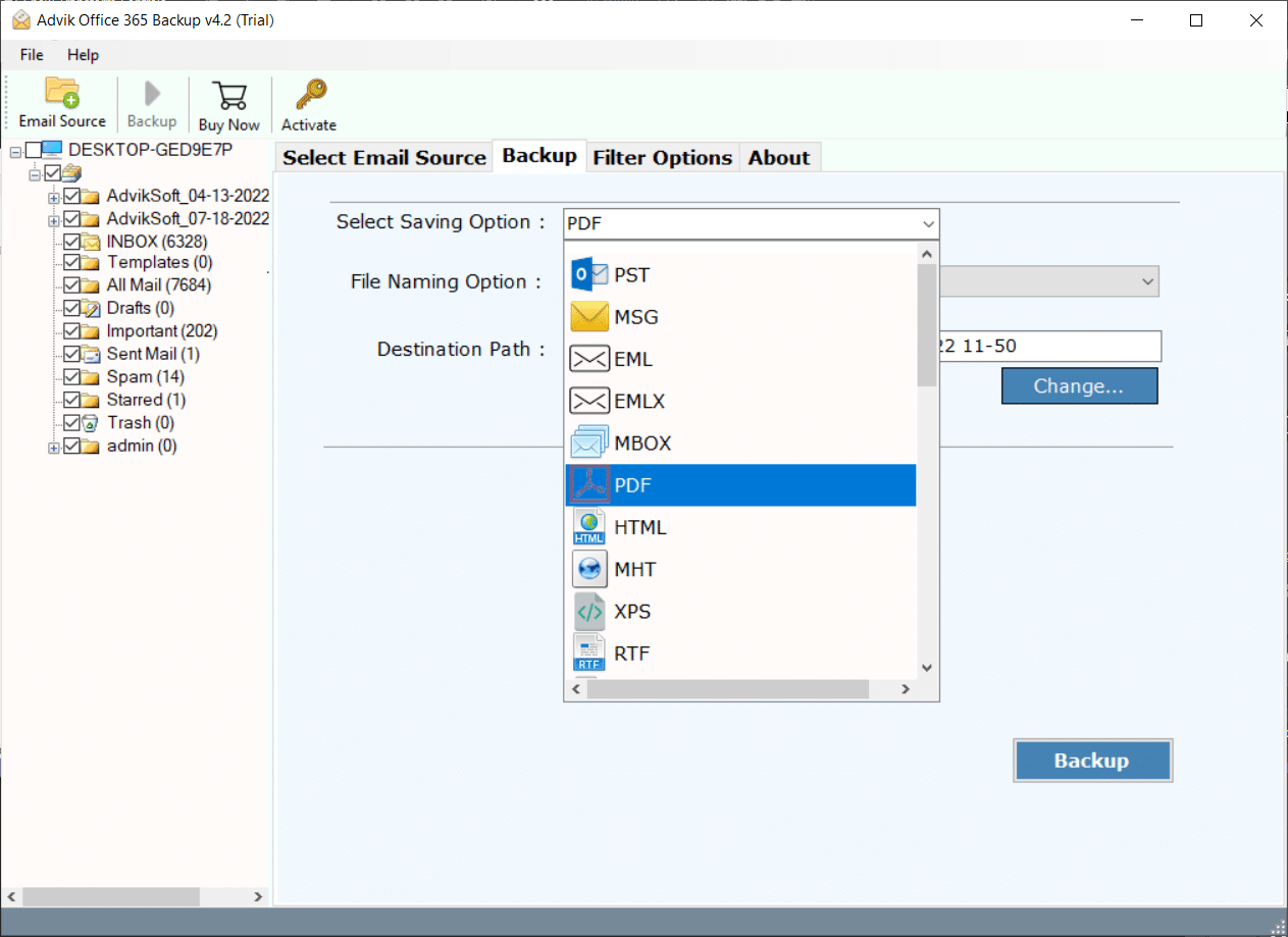 Choose PDF as a saving option