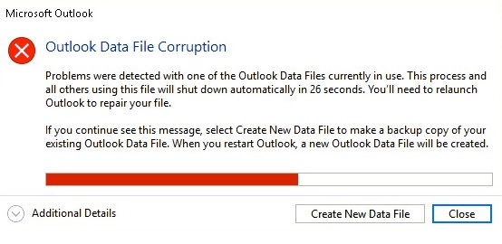 outlook data file corruption