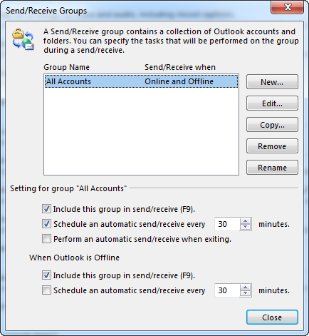 send recieve time interval in Outlook
