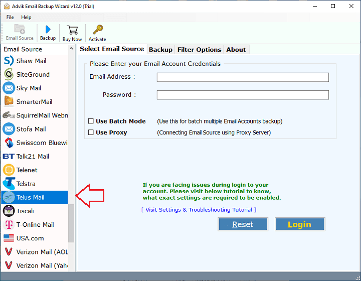 backup telus mail emails to pc