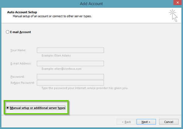 select manual setup