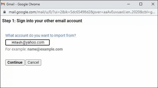 enter the email address of your old email