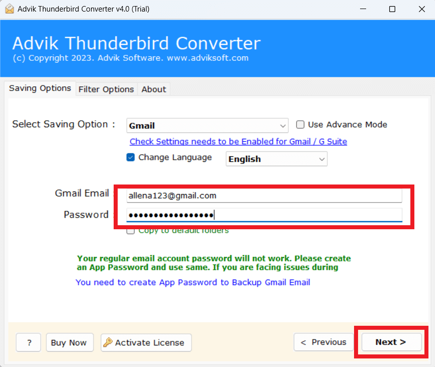 export thunderbird to gmail