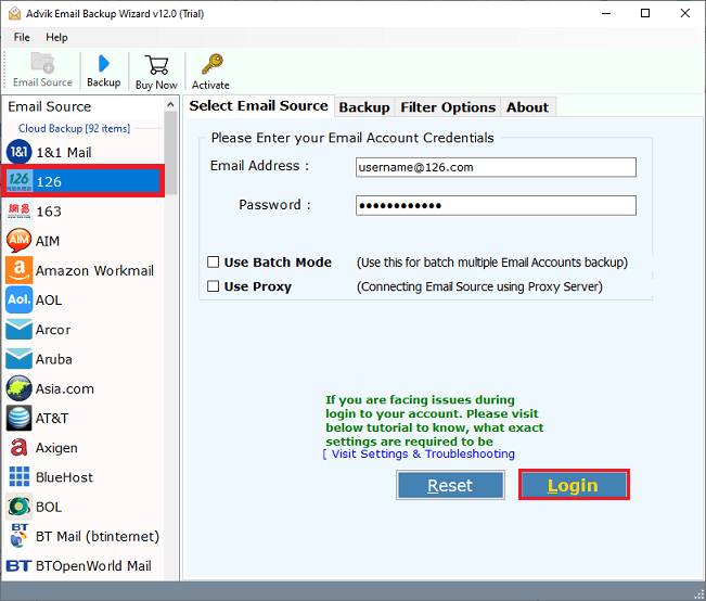 backup 126 Webmail Emails