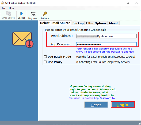 run the software and sign in