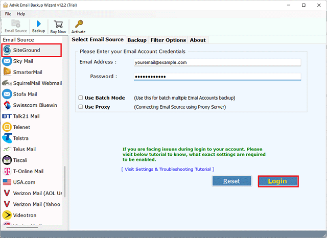 choose siteground as an email source
