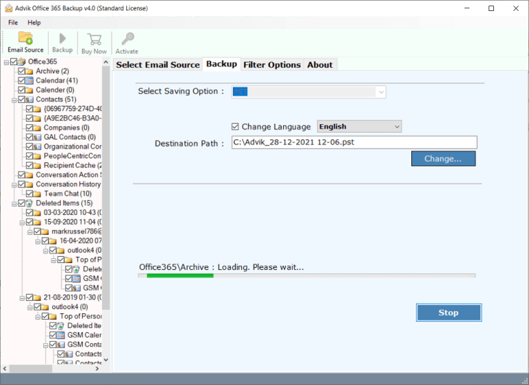 extract PST file from Office 365