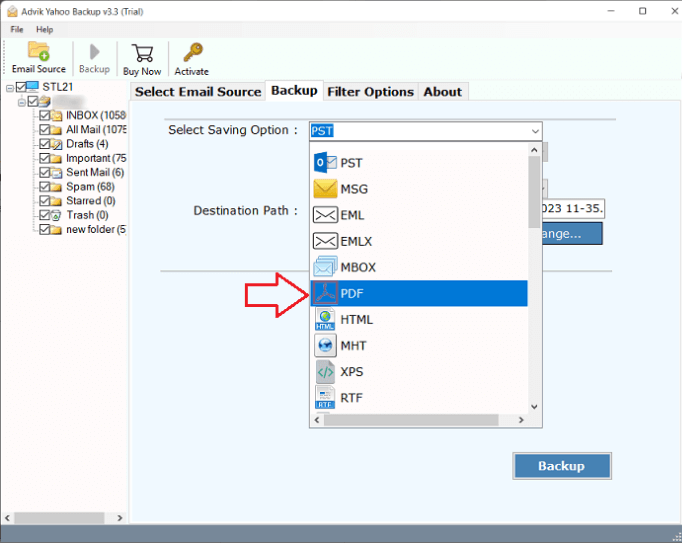 Choose PDF as a saving option