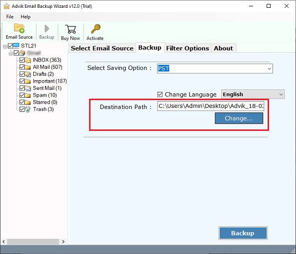 export imap to pst