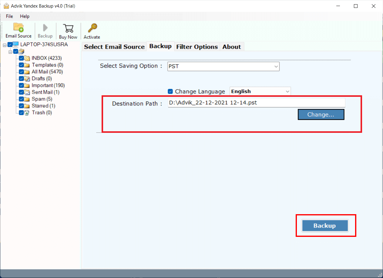 export yandex mail to pst