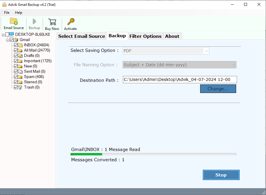 start download multiple gmail emails 