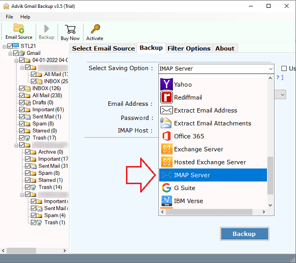 Choose IMAP as a saving option