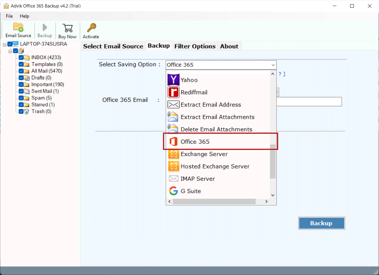 move emails from one account to another office 365