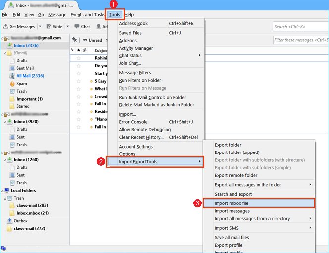 import mbox to thunderbird