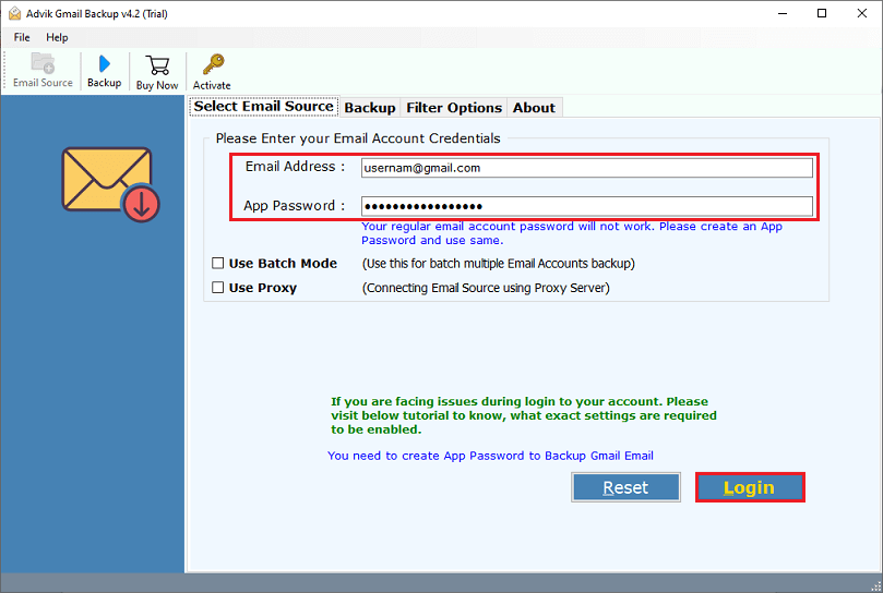 enter gmail account credentials