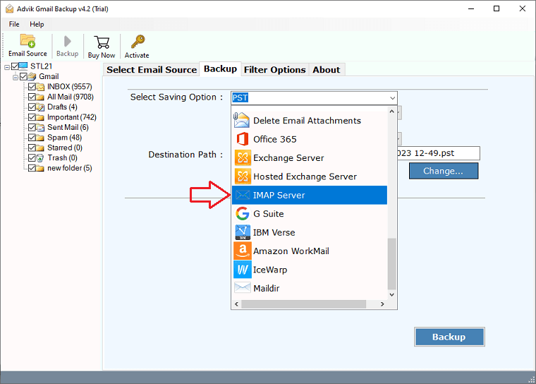 select imap option