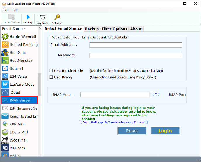 Run the suggested tool and choose IMAP Server