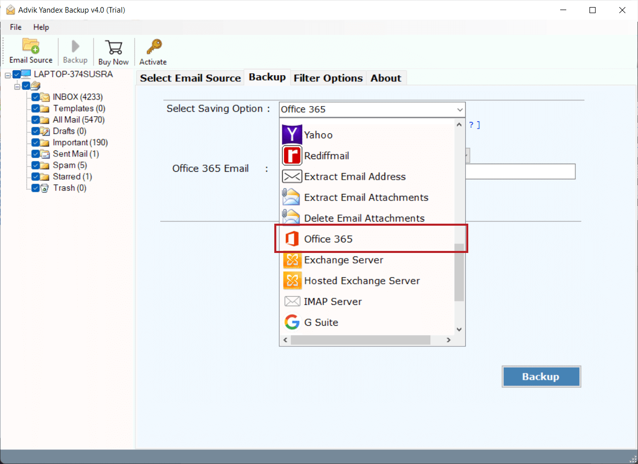export yandex mail to office 365