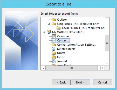 import outlook address book to mailchimp