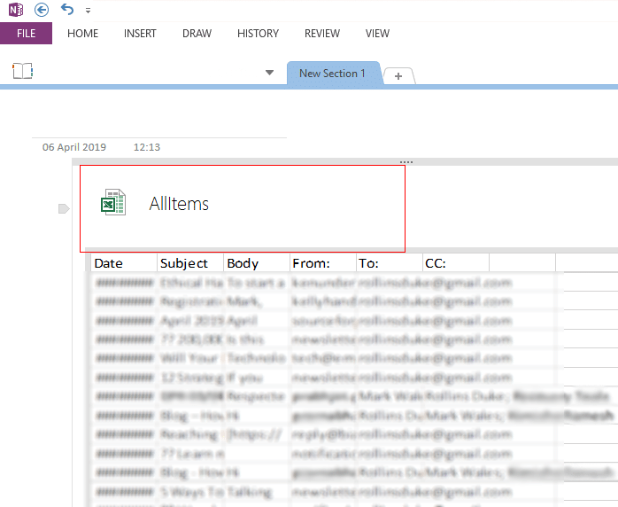 export outlook contacts to onenote