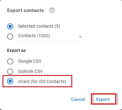 download outlook contacts to vcard