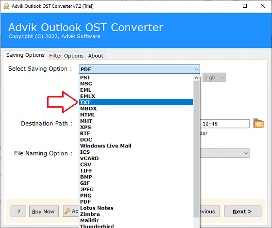 export outlook contacts to text file