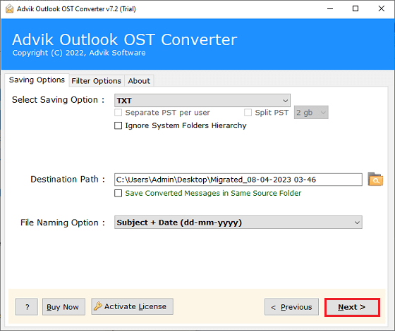 save outlook contacts to text