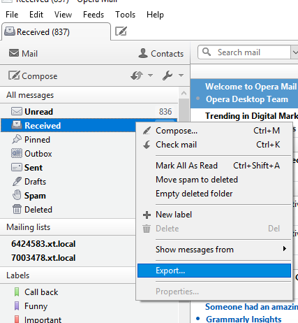 opera mail to office 365
