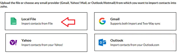 import outlook contacts to zoho mail