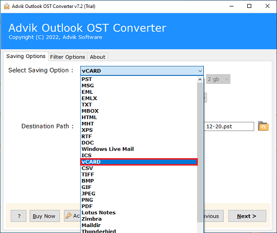 download outlook contacts to vcard