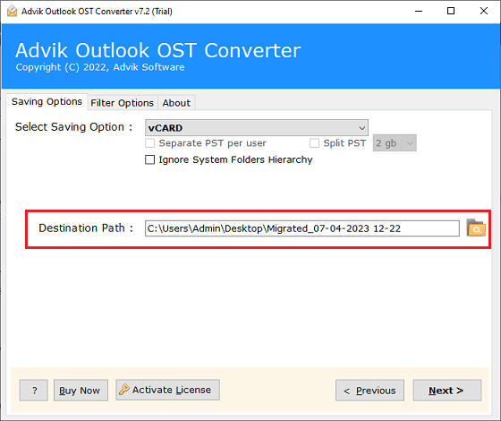 export all outlook contacts to vcard