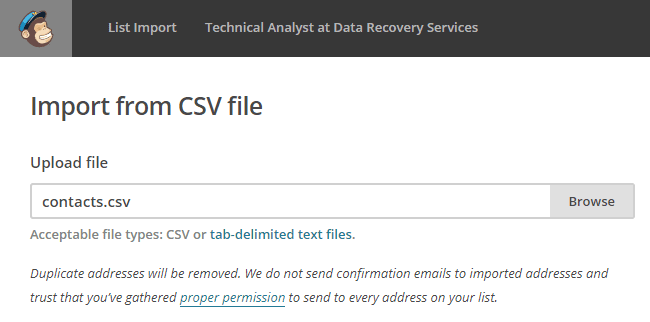 import outlook contacts to mailchimp