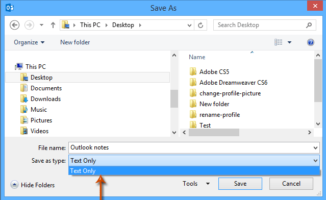 export Outlook notes to text files