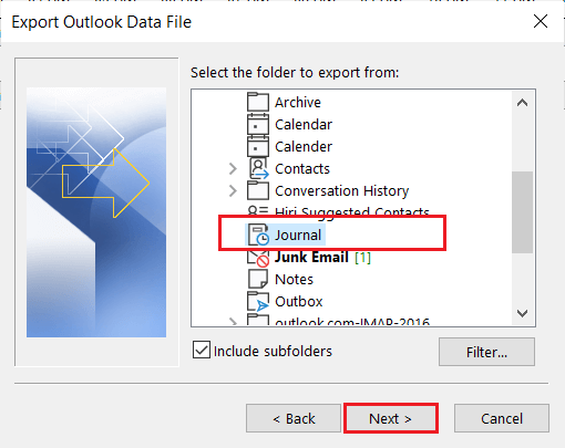 extract Journal Entries from Outlook to Excel