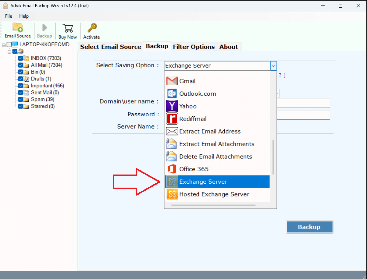 Select Exchange Server
