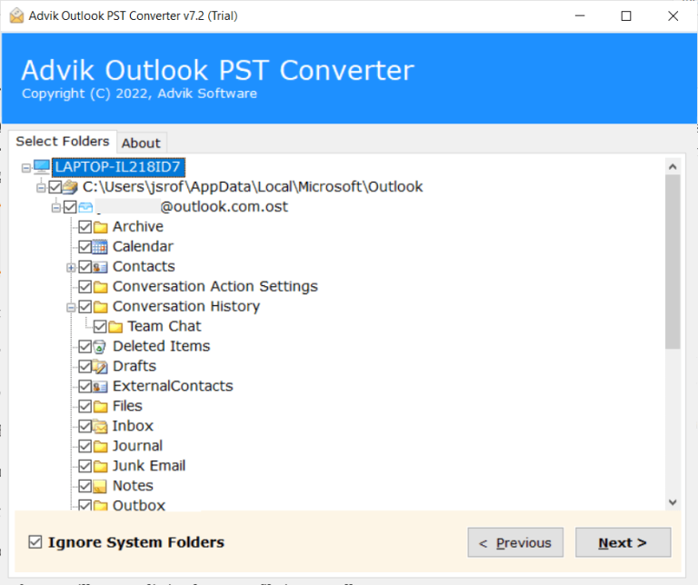 Export outlook emails to external hard drive 