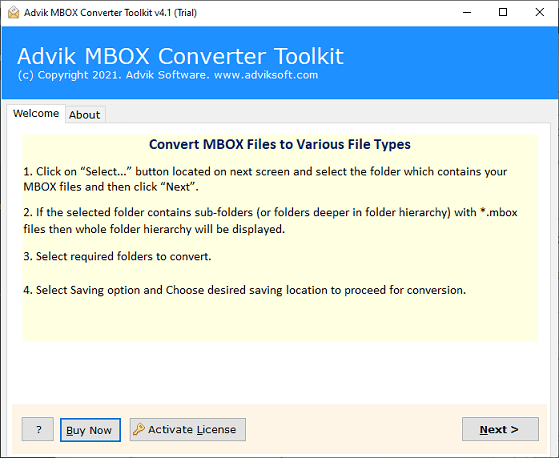 run advik mbox converter