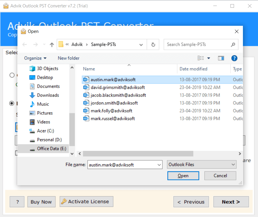 How do I import a large PST file into Outlook