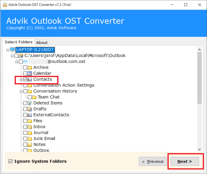 Unable to Export Contacts from Outlook