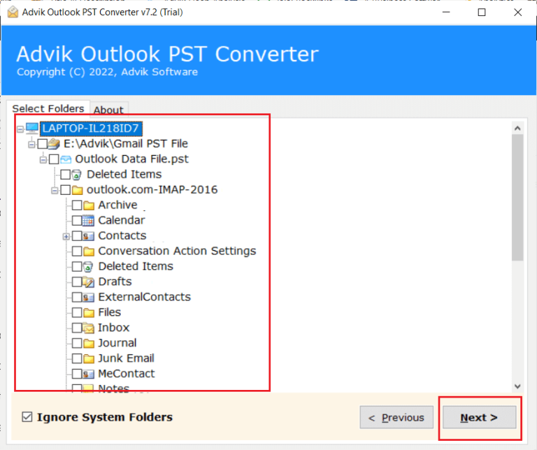 copy outlook folder to desktop