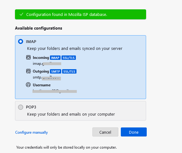 Complete the Bluehost to Thunderbird configuration