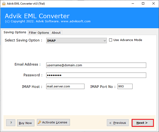 import eml to imap server