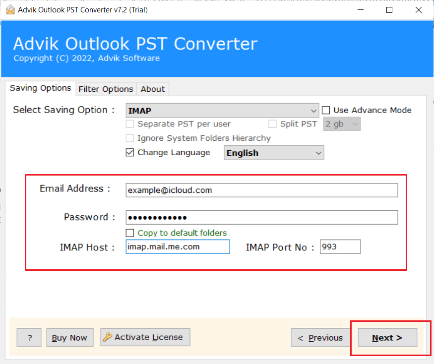 click convert to import PST to iCloud Mail