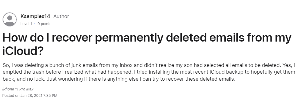 retrieve deleted emails from icloud account