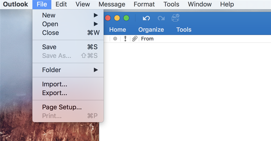 file >> export Outlook for Mac Emails